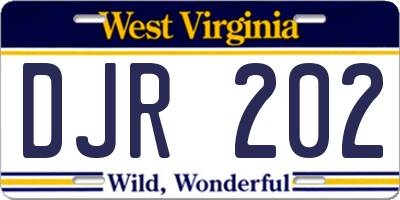 WV license plate DJR202