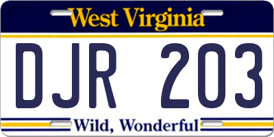 WV license plate DJR203
