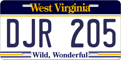 WV license plate DJR205