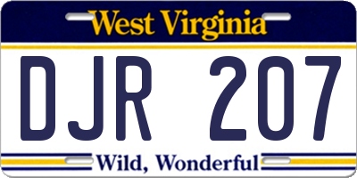 WV license plate DJR207