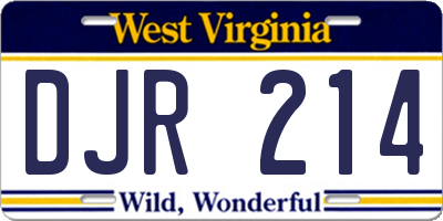 WV license plate DJR214