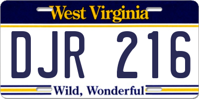WV license plate DJR216