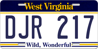 WV license plate DJR217