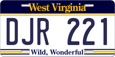 WV license plate DJR221