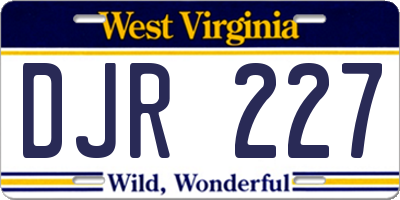 WV license plate DJR227