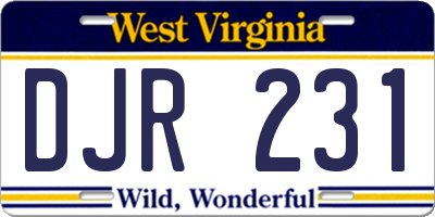 WV license plate DJR231