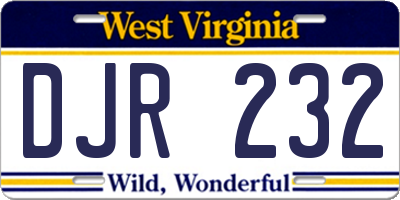 WV license plate DJR232
