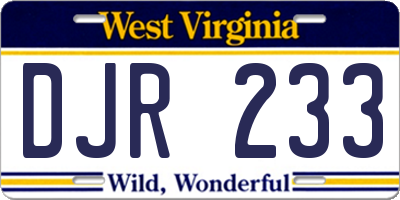 WV license plate DJR233