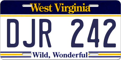 WV license plate DJR242
