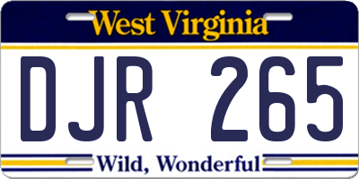 WV license plate DJR265