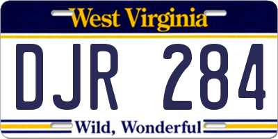 WV license plate DJR284