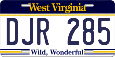 WV license plate DJR285
