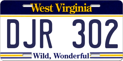 WV license plate DJR302