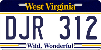 WV license plate DJR312