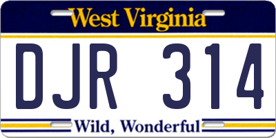 WV license plate DJR314