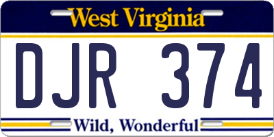 WV license plate DJR374