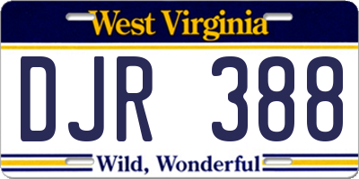 WV license plate DJR388
