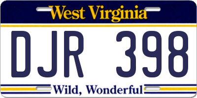 WV license plate DJR398