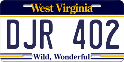 WV license plate DJR402