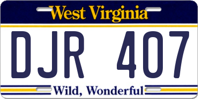 WV license plate DJR407