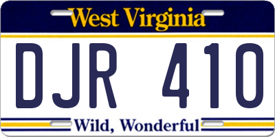 WV license plate DJR410