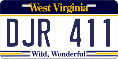 WV license plate DJR411
