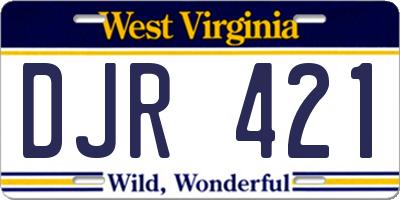 WV license plate DJR421