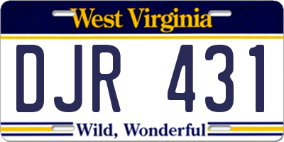 WV license plate DJR431