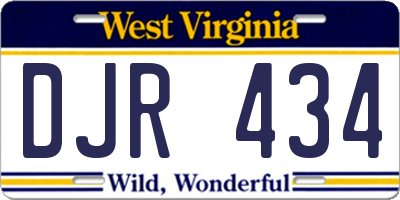 WV license plate DJR434
