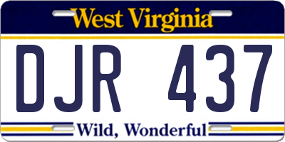 WV license plate DJR437