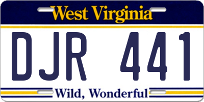 WV license plate DJR441