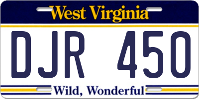 WV license plate DJR450