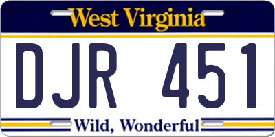 WV license plate DJR451