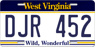 WV license plate DJR452