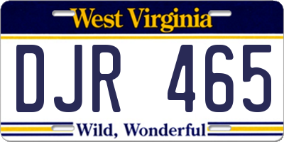 WV license plate DJR465