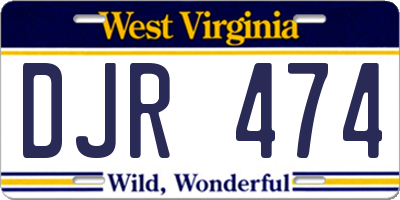 WV license plate DJR474