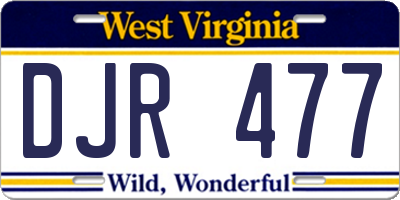 WV license plate DJR477