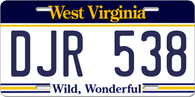 WV license plate DJR538