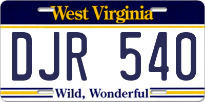 WV license plate DJR540