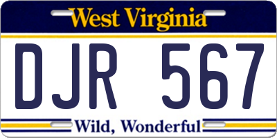 WV license plate DJR567