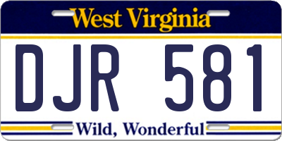 WV license plate DJR581