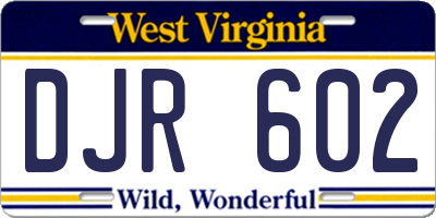 WV license plate DJR602