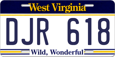 WV license plate DJR618
