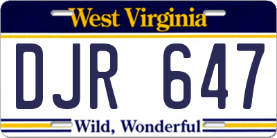 WV license plate DJR647