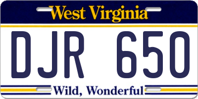 WV license plate DJR650
