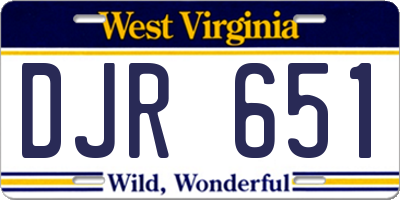 WV license plate DJR651