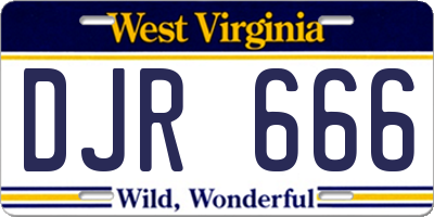 WV license plate DJR666