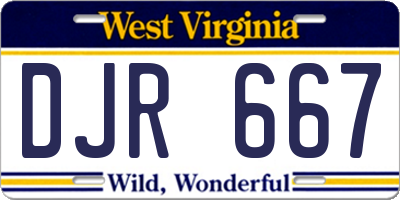 WV license plate DJR667
