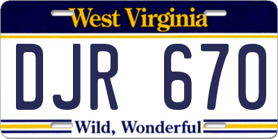WV license plate DJR670