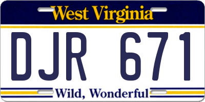 WV license plate DJR671